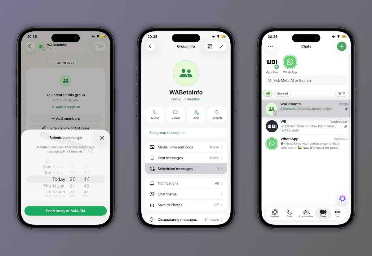 WhatsApp testa funcionalidade que permite agendar o envio de mensagens